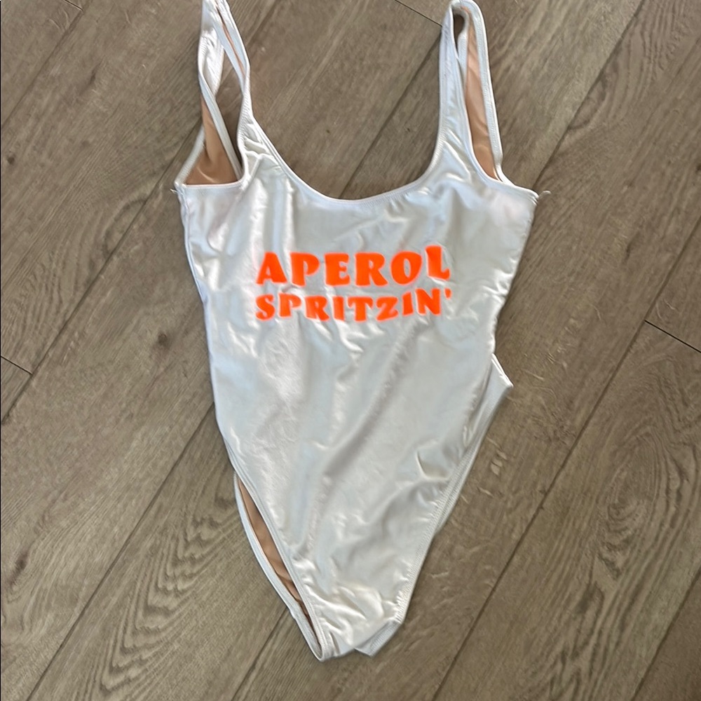 PRIVATE PARTY White and Orange One Piece Swimsuit
